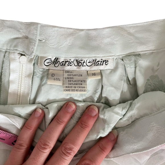 VTG EUC Mint Green Floral Damask w/White Sheer Overlay Back Zip Sz XL /VTG 16 - Picture 6 of 8